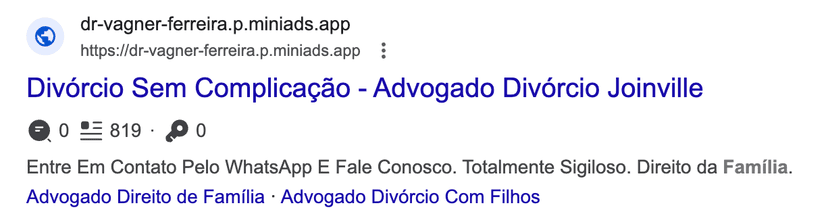 Exemplo de anúncio no Google - Advogado