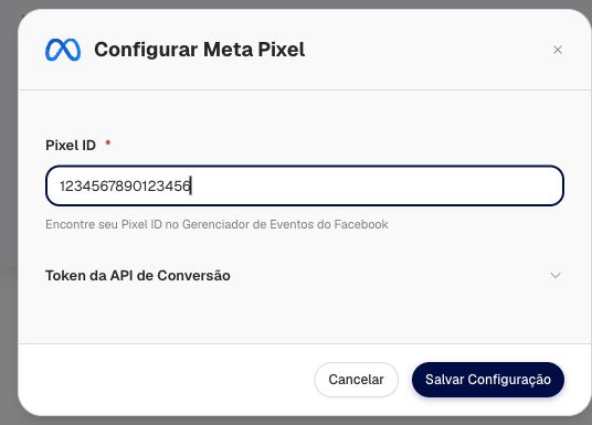 Formulário real de Meta Pixel com identificador fictício de demonstração