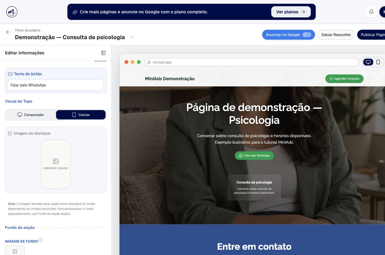 Resultado de confira a imagem do topo no celular na conta de demonstração